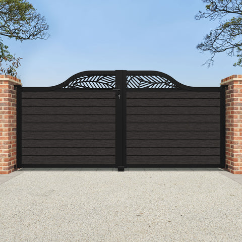 Fusion Habitat Curved Top Driveway Gate - Dark Oak - Top Screen