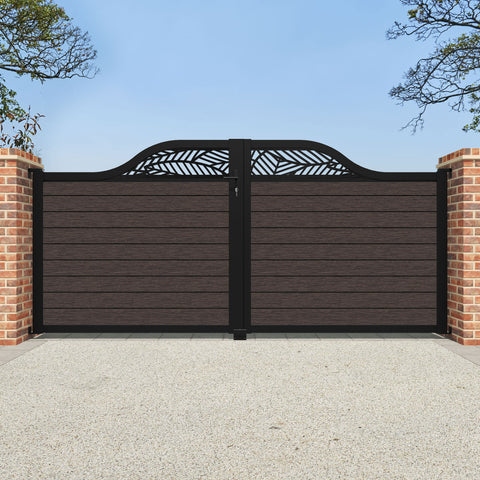 Fusion Habitat Curved Top Driveway Gate - Mid Brown - Top Screen