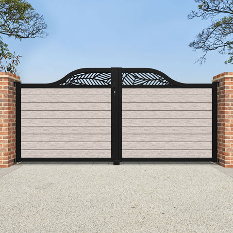 Fusion Habitat Curved Top Driveway Gate - Mid Stone - Top Screen