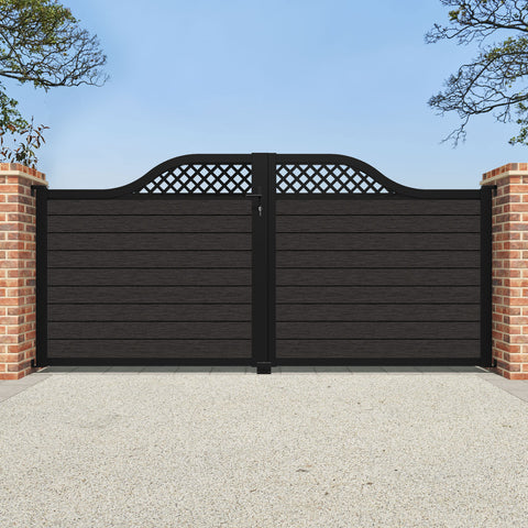 Fusion Hive Curved Top Driveway Gate - Dark Oak - Top Screen