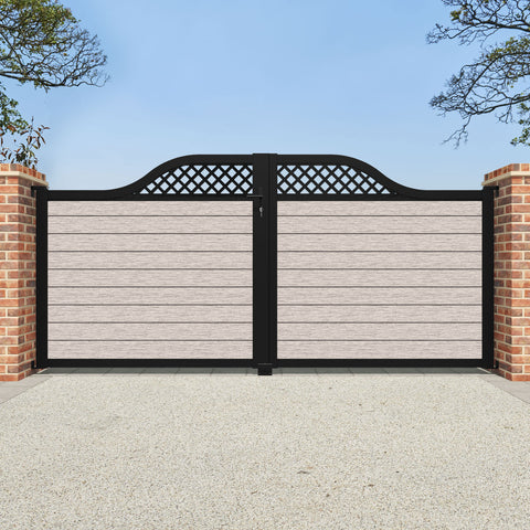 Fusion Hive Curved Top Driveway Gate - Mid Stone - Top Screen