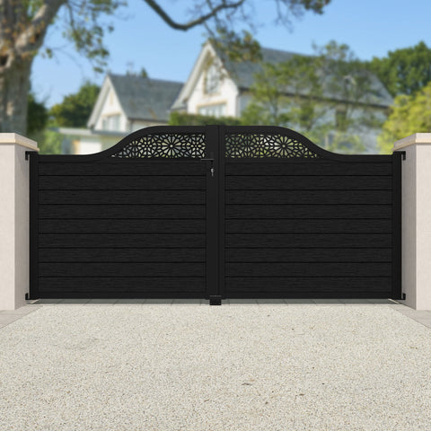 Hudson Alnara Curved Top Driveway Gate - Black - Top Screen