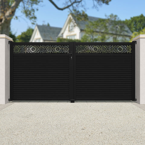 Hudson Alnara Straight Top Driveway Gate - Black - Top Screen