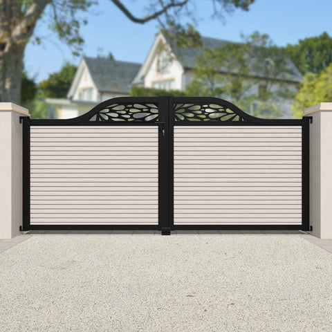 Hudson Blossom Curved Top Driveway Gate - Mid Stone - Top Screen