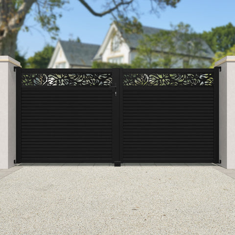 Hudson Botanic Straight Top Driveway Gate - Black - Top Screen