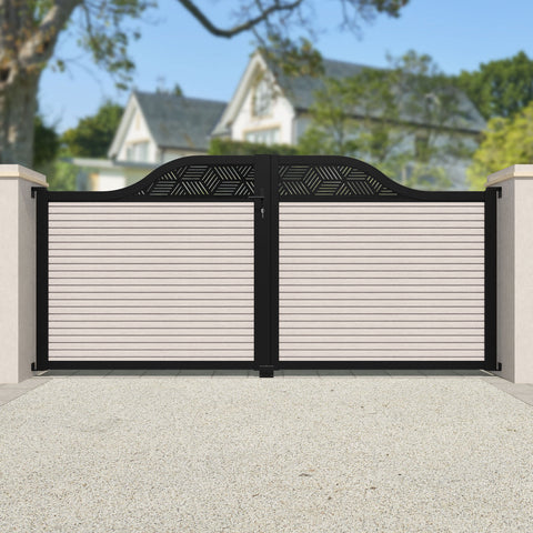 Hudson Cubed Curved Top Driveway Gate - Mid Stone - Top Screen