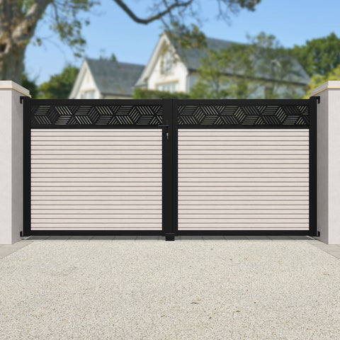 Hudson Cubed Straight Top Driveway Gate - Mid Stone - Top Screen