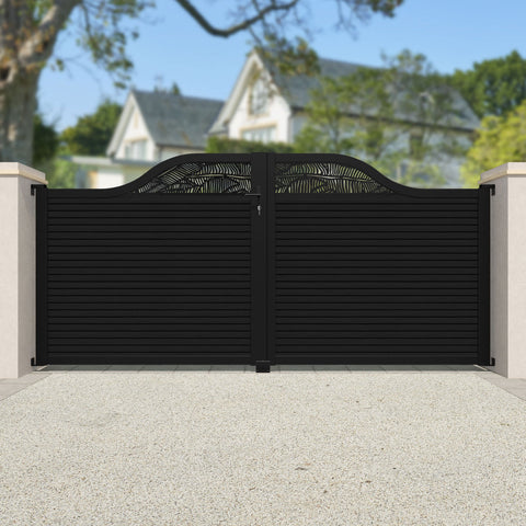 Hudson Feather Curved Top Driveway Gate - Black - Top Screen