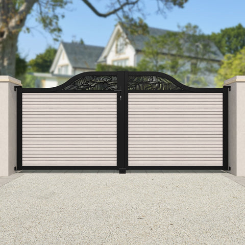 Hudson Feather Curved Top Driveway Gate - Mid Stone - Top Screen