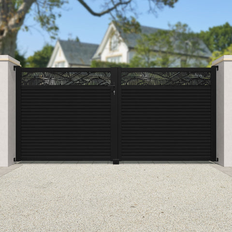 Hudson Feather Straight Top Driveway Gate - Black - Top Screen