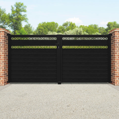 Classic Kumo Split Screen Straight Top Driveway Gate - Black - Top Screen