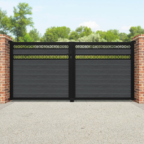 Classic Kumo Split Screen Straight Top Driveway Gate - Dark Grey - Top Screen