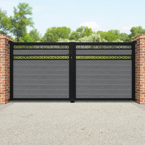 Classic Kumo Split Screen Straight Top Driveway Gate - Mid Grey - Top Screen