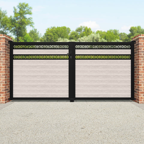 Classic Kumo Split Screen Straight Top Driveway Gate - Mid Stone - Top Screen