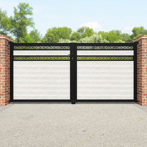 Classic Kumo Split Screen Straight Top Driveway Gate - Light Stone - Top Screen