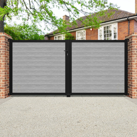 Classic Light Grey Straight Top Driveway Gate