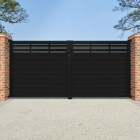 Classic Linea Straight Top Driveway Gate - Black - Top Screen