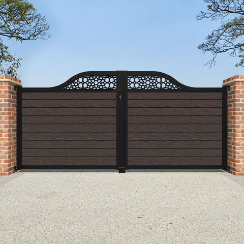 Fusion Nazira Curved Top Driveway Gate - Mid Brown - Top Screen