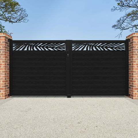 Classic Palm Straight Top Driveway Gate - Black - Top Screen