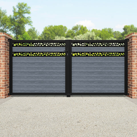 Classic Pebble Split Screen Straight Top Driveway Gate - Anthracite - Top Screen