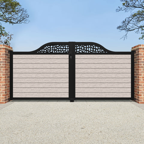 Fusion Pebble Curved Top Driveway Gate - Mid Stone - Top Screen