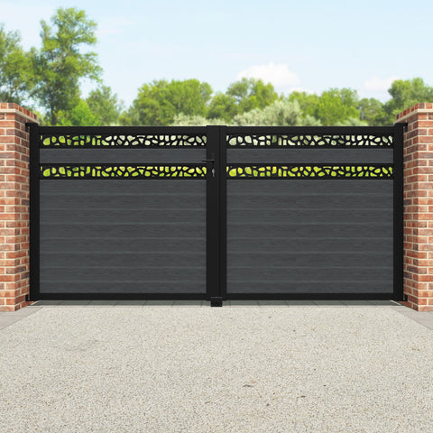 Classic Pebble Split Screen Straight Top Driveway Gate - Dark Grey - Top Screen