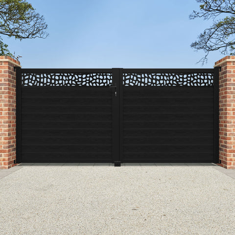 Classic Pebble Straight Top Driveway Gate - Black - Top Screen