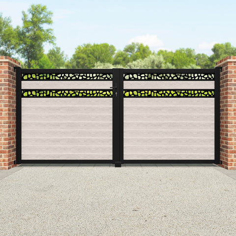 Classic Pebble Split Screen Straight Top Driveway Gate - Mid Stone - Top Screen