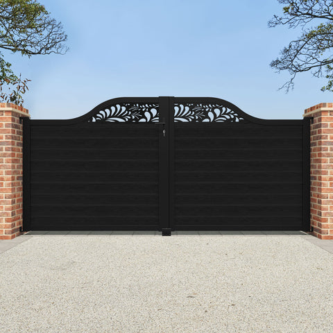 Classic Petal Curved Top Driveway Gate - Black - Top Screen