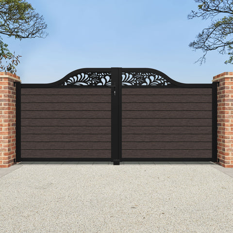 Fusion Petal Curved Top Driveway Gate - Mid Brown - Top Screen