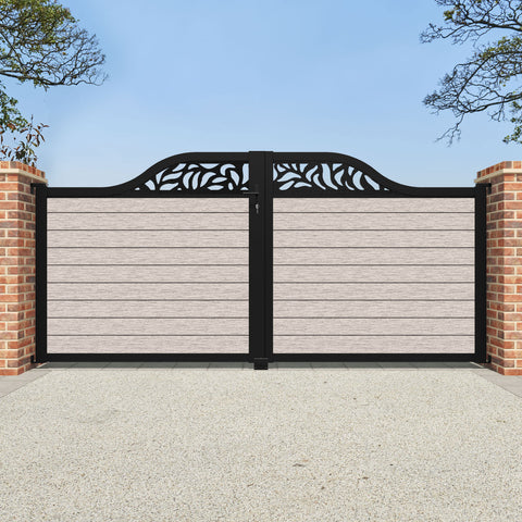 Fusion Plume Curved Top Driveway Gate - Mid Stone - Top Screen