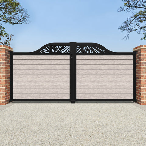 Fusion Poppy Curved Top Driveway Gate - Mid Stone - Top Screen