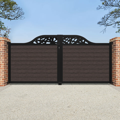 Fusion Prism Curved Top Driveway Gate - Mid Brown - Top Screen