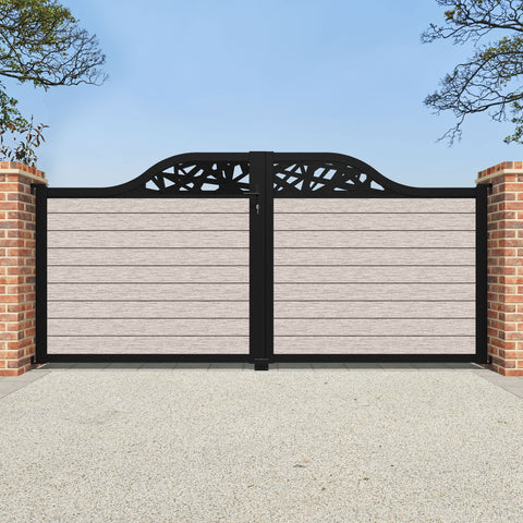 Fusion Prism Curved Top Driveway Gate - Mid Stone - Top Screen