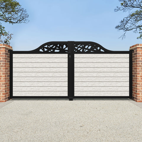 Fusion Prism Curved Top Driveway Gate - Light Stone - Top Screen