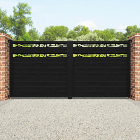 Classic Shatter Split Screen Straight Top Driveway Gate - Black - Top Screen