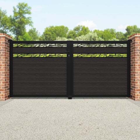 Classic Shatter Split Screen Straight Top Driveway Gate - Dark Oak - Top Screen