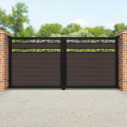 Classic Shatter Split Screen Straight Top Driveway Gate - Mid Brown - Top Screen