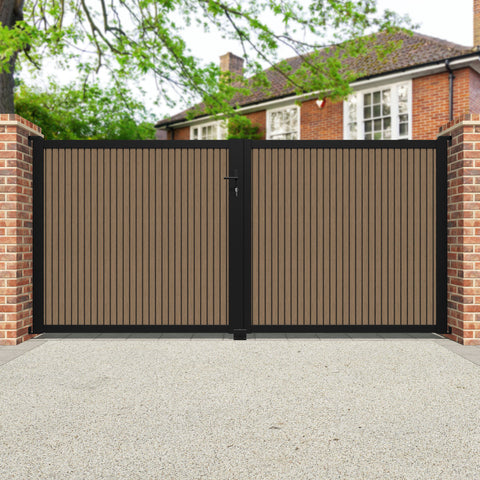 Virtis Teak Straight Top Driveway Gate