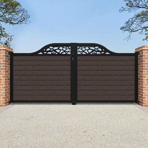 Fusion Twilight Curved Top Driveway Gate - Mid Brown - Top Screen