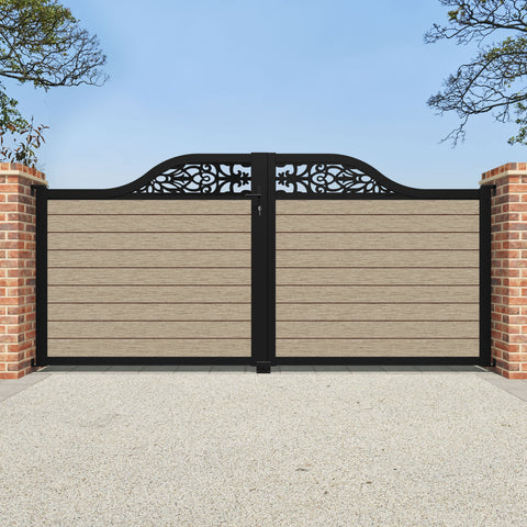 Fusion Windsor Curved Top Driveway Gate - Light Oak - Top Screen