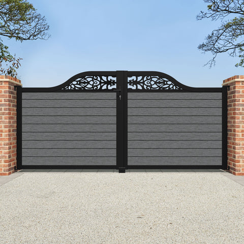 Fusion Windsor Curved Top Driveway Gate - Mid Grey - Top Screen