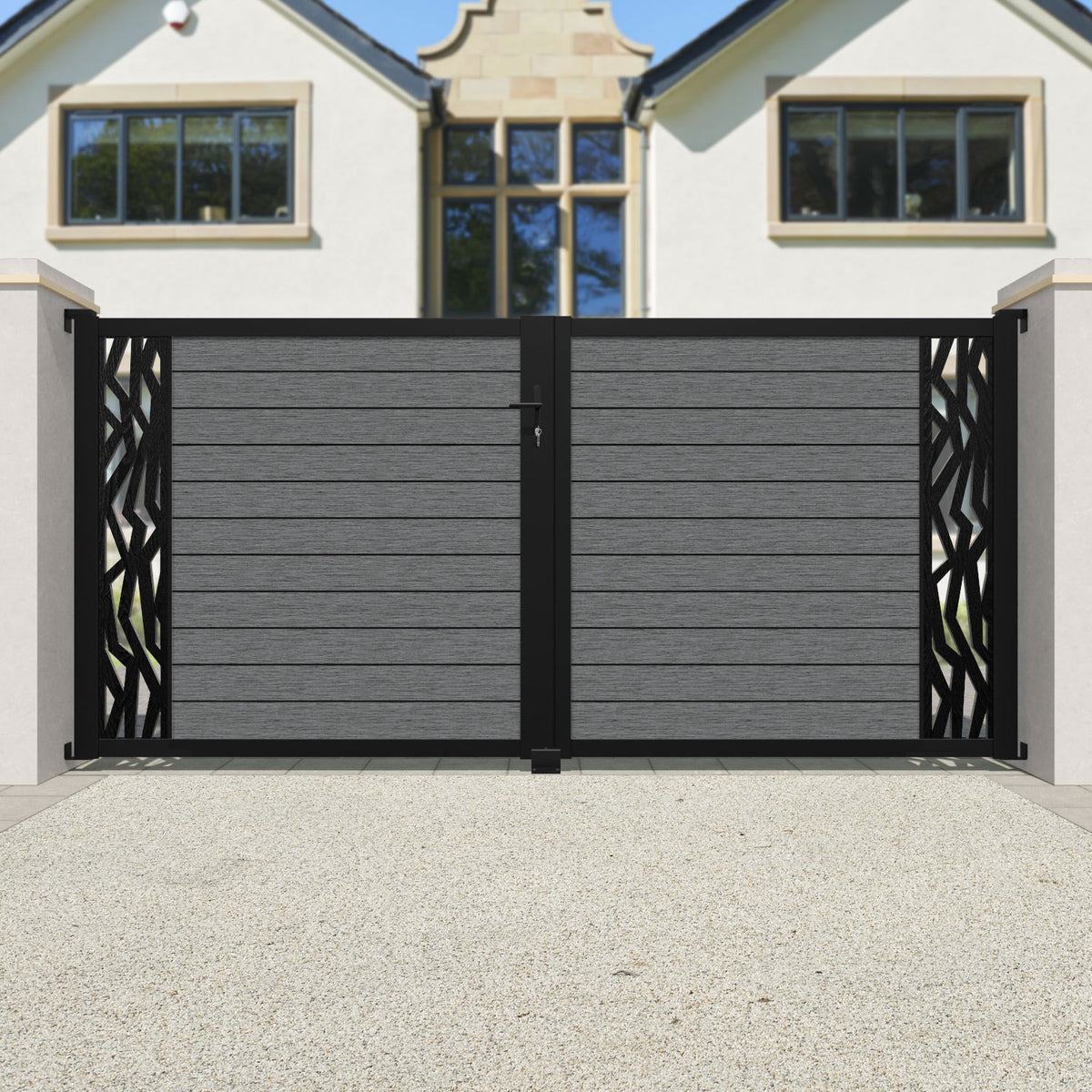 Fusion Zenith Straight Top Driveway Gate - Mid Grey - End Screen ...