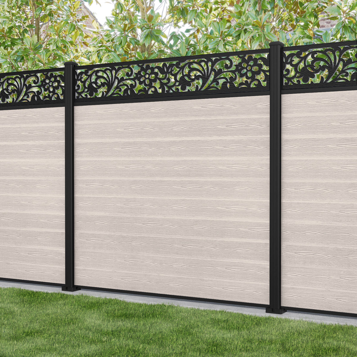 Classic Eden Fence Panel - Mid Stone - with our aluminium posts ...