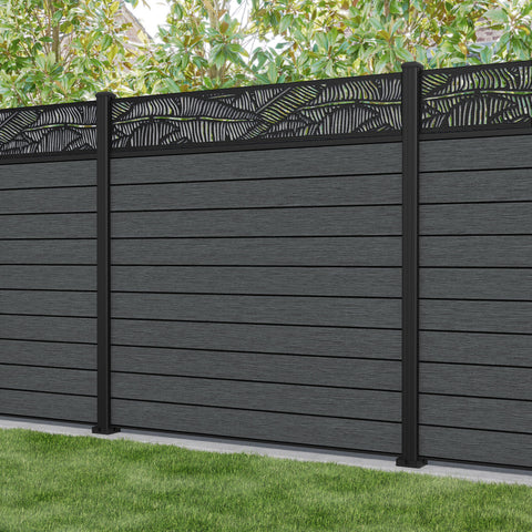 Fusion Feather Fence Panel - Dark Grey - with our aluminium posts