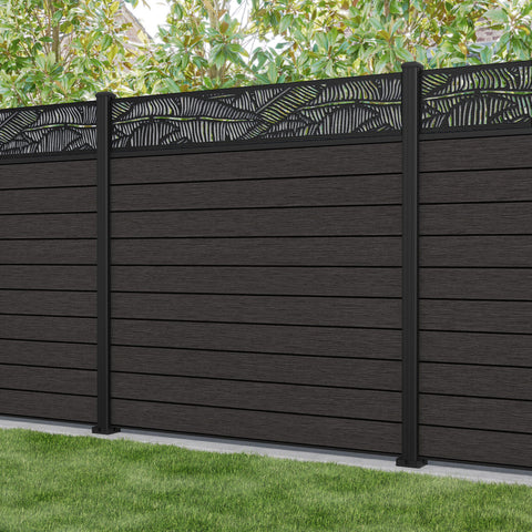 Fusion Feather Fence Panel - Dark Oak - with our aluminium posts