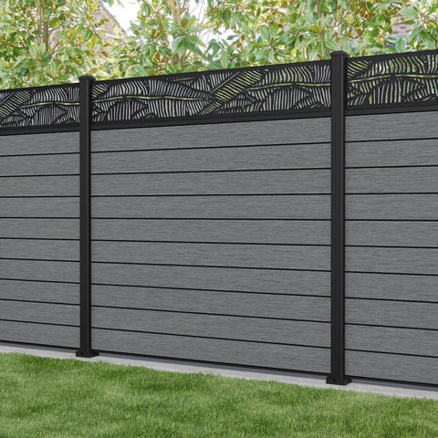 Fusion Feather Fence Panel - Mid Grey - with our aluminium posts