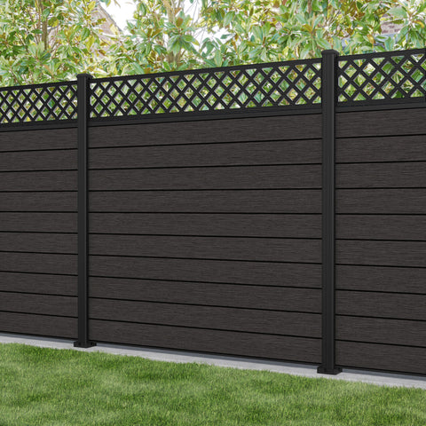 Fusion Hive Fence Panel - Dark Oak - with our aluminium posts