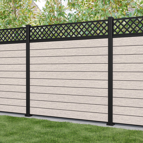 Fusion Hive Fence Panel - Mid Stone - with our aluminium posts