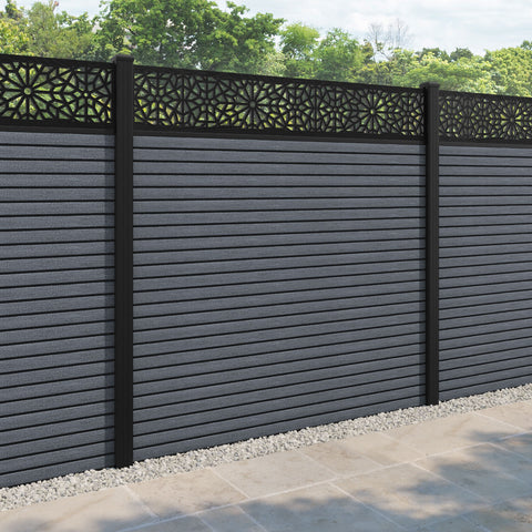 Hudson Alnara Fence Panel - Anthracite - with our aluminium posts